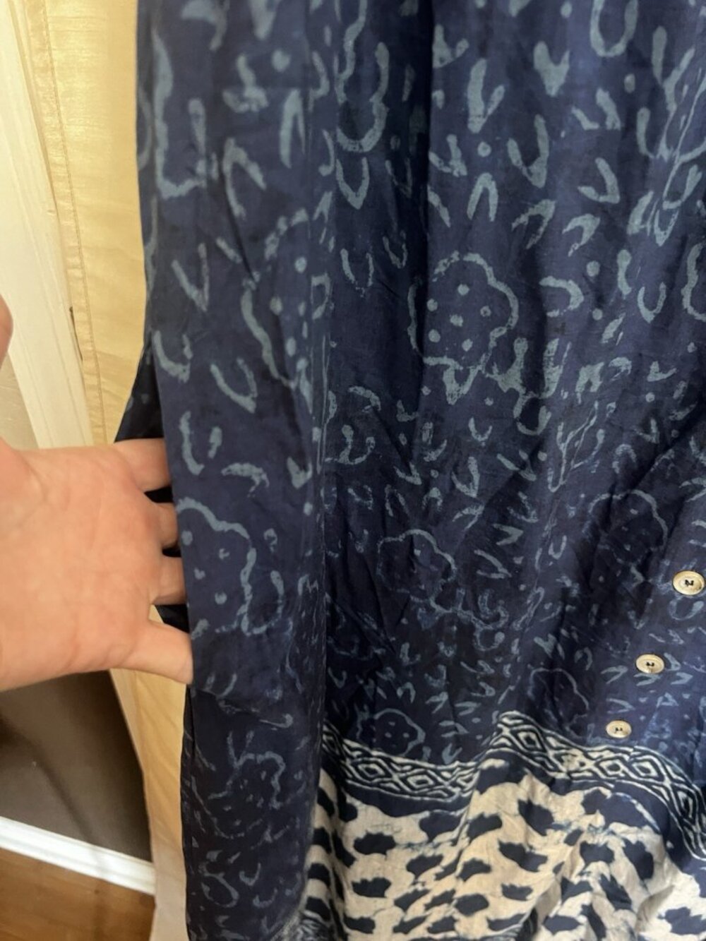 Natural Life Avery Button Front Midi Dress XL Pockets Blue Shibori Boho Indie. - Picture 6 of 7